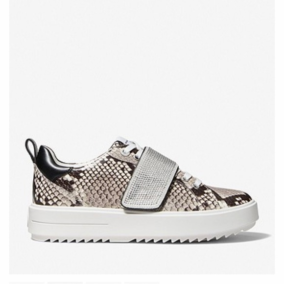 MICHAEL KORS Emmett Embellished Snake Embossed Leather Sneaker✨brand new - Picture 2 of 7